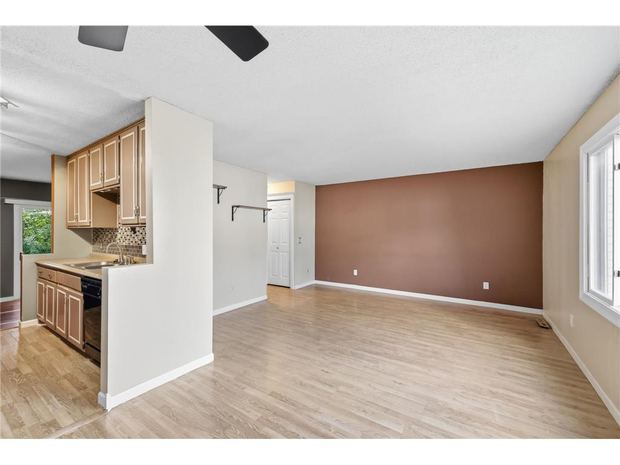 Kitchen open through to the living room