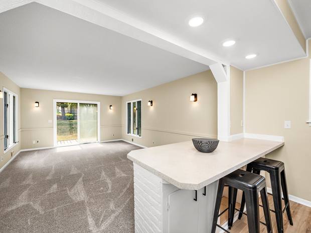 Family room with the breakfast bar