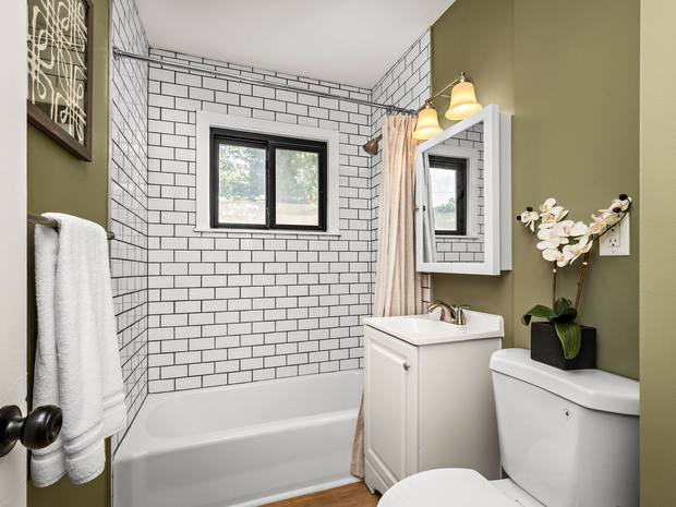 Bathroom rebuilt with subway tile