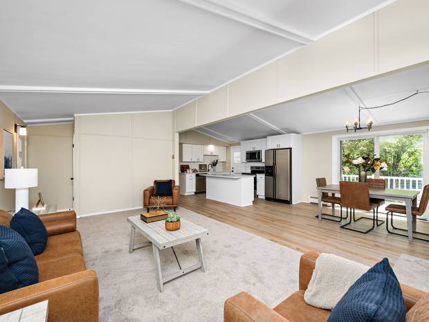 Living room open to the dining area