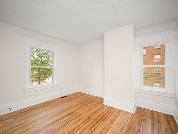 One of the four bedrooms on the second level