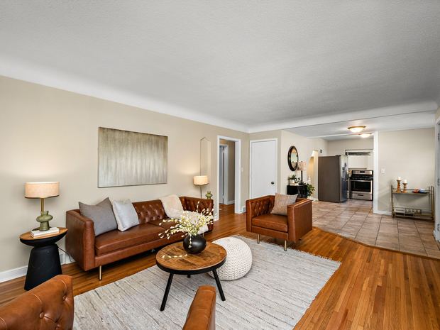 Living room opening through to the kitchen