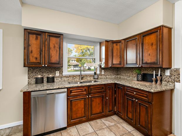 Kitchen with the sink under the window