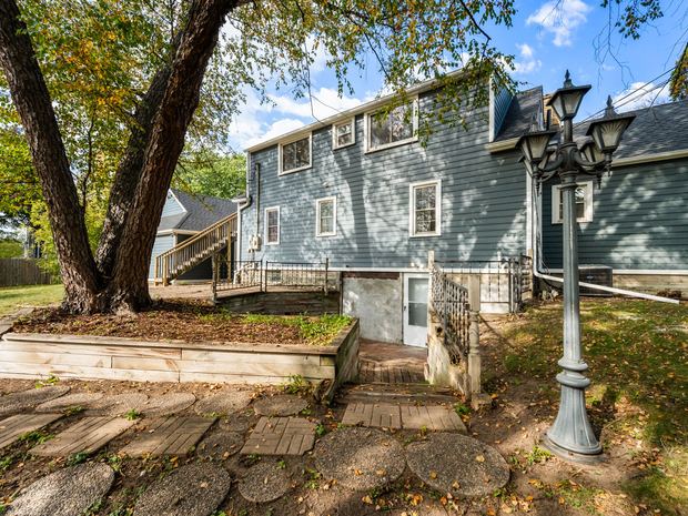 The side of the home and the walkway