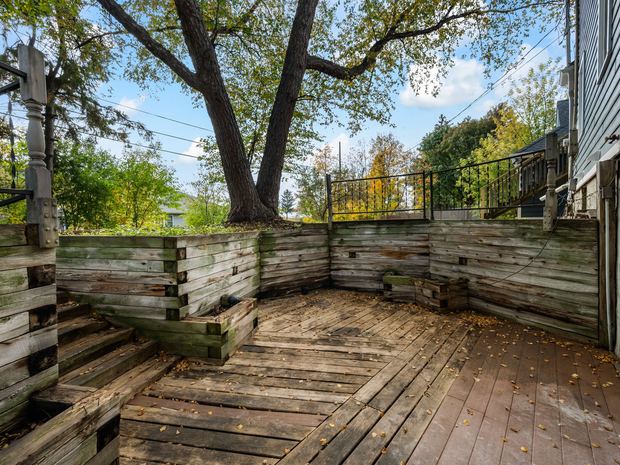 The terraced patio off the back stairs