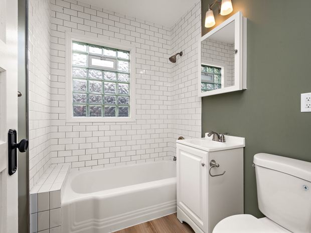 Bathroom rebuilt with subway tile