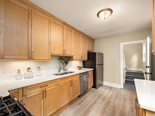 Lower unit kitchen with the sink under the window