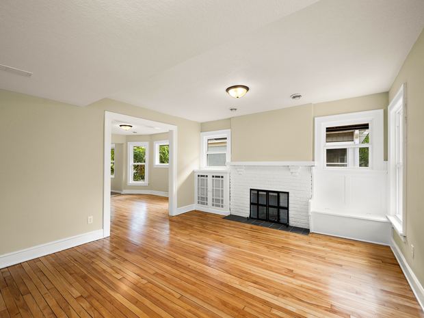 Upper unit living room through the doorway