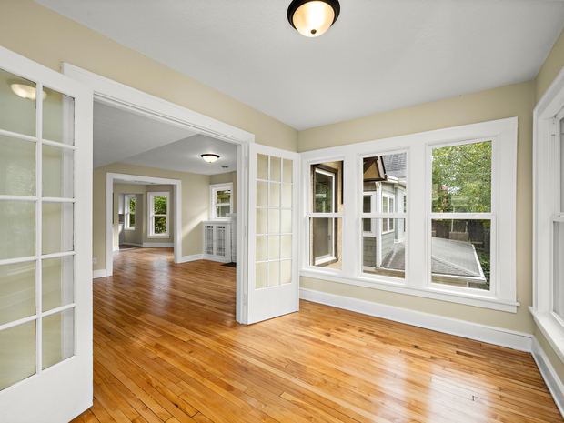 Upper unit French doors standing open
