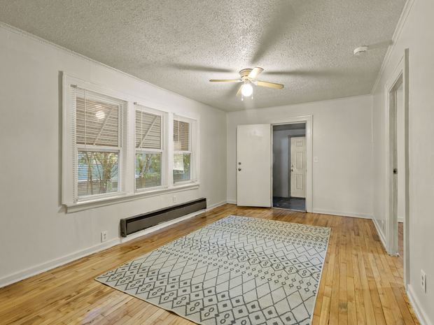 Dining space with hardwood floors