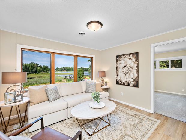 Living room and the window on the lake