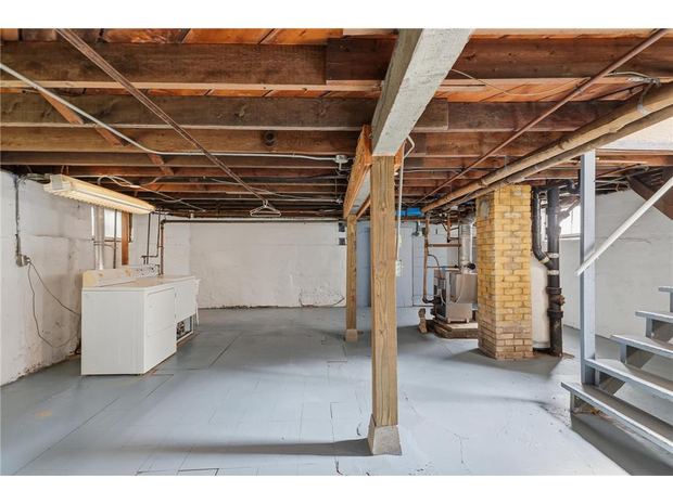 The unfinished basement and the laundry